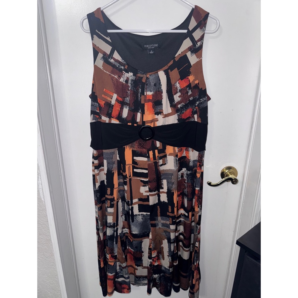 Perceptions New York Abstract Geometric Print Sleeveless Midi Dress 18